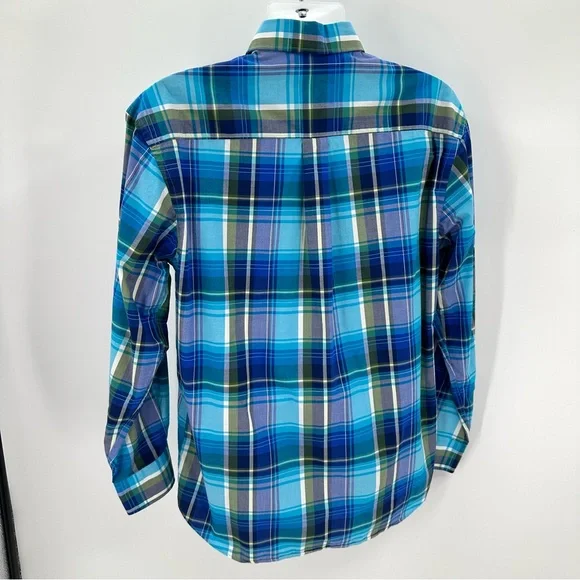 Alan Flusser Shirt Mens L Large Blue Plaid Button Down Long Sleeve Flip Cuff - Picture 3 of 11